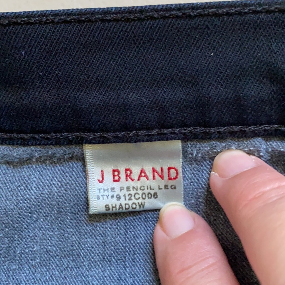J Brand The Pencil Leg in Shadow Black Skinny Low Rise Jeans Size 25 inseam 34" - Picture 9 of 11